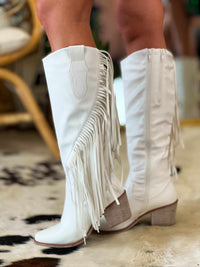 Thumbnail for Long Live Cowgirls Fringe Boots - White