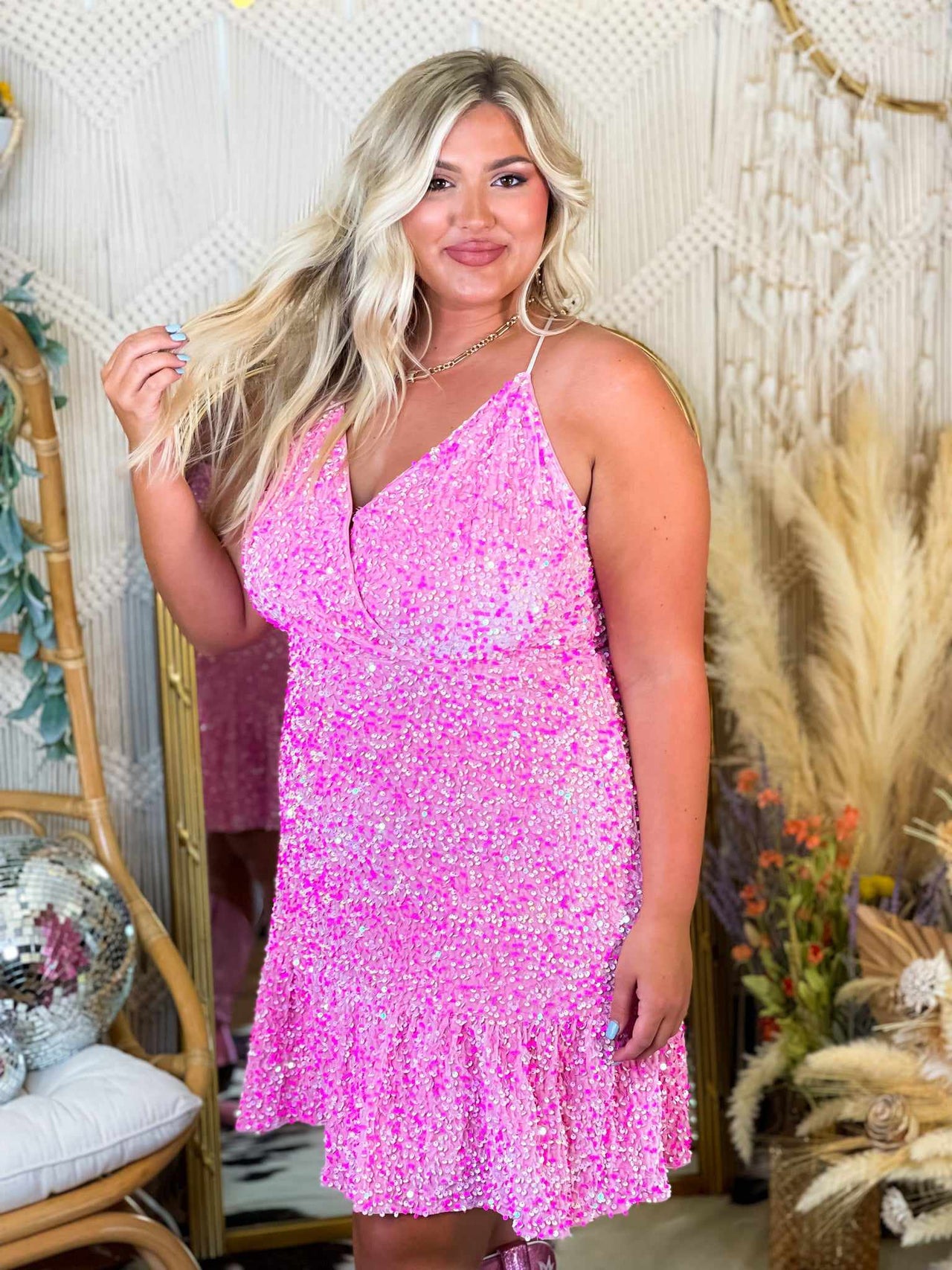 Viva La Dolly Pink Sequin Dress