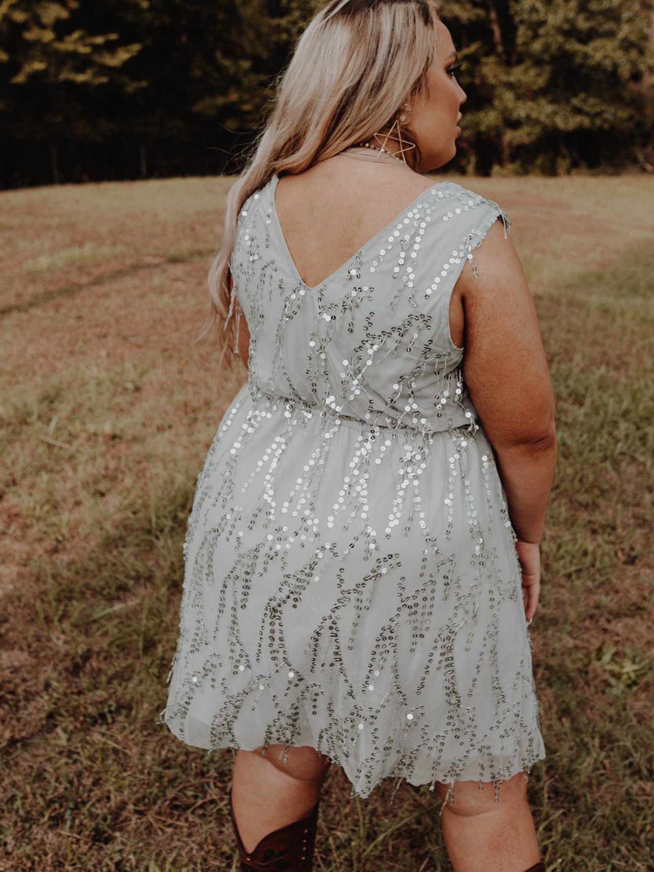 Story Of A Girl Sequin Dress - Gray-Discontinued-Southern Fried Chics