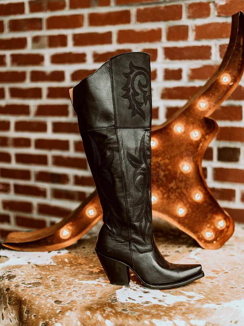 Jilted Leather Boot - Black-Boots-Southern Fried Chics